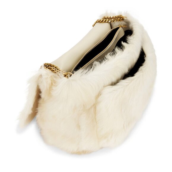 SAINT LAURENT POLAIRE SHEARLING LEATHER TRIMMED OVERSIZED NIKI CHAIN BAG NWT - Picture 7 of 9